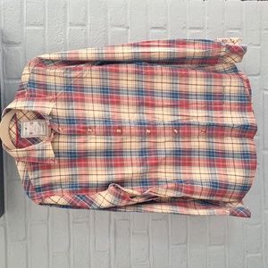 🐎 Mustang Jeans brand button-up long-sleeved plaid shirt. Size large.